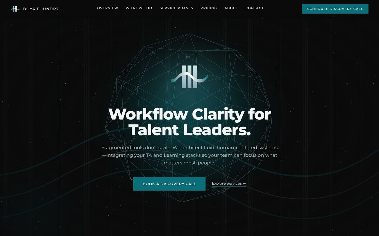 Home page of boyaworks.com — Boya Foundry, workflow clarity for talent leaders
